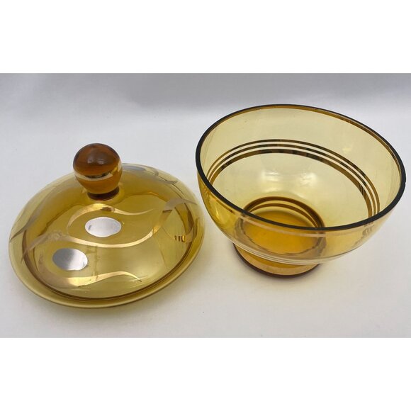 Vintage lidded jar, Bohemia Czechoslovakia Glass, Handmade Crystalex candy dish - Picture 5 of 10